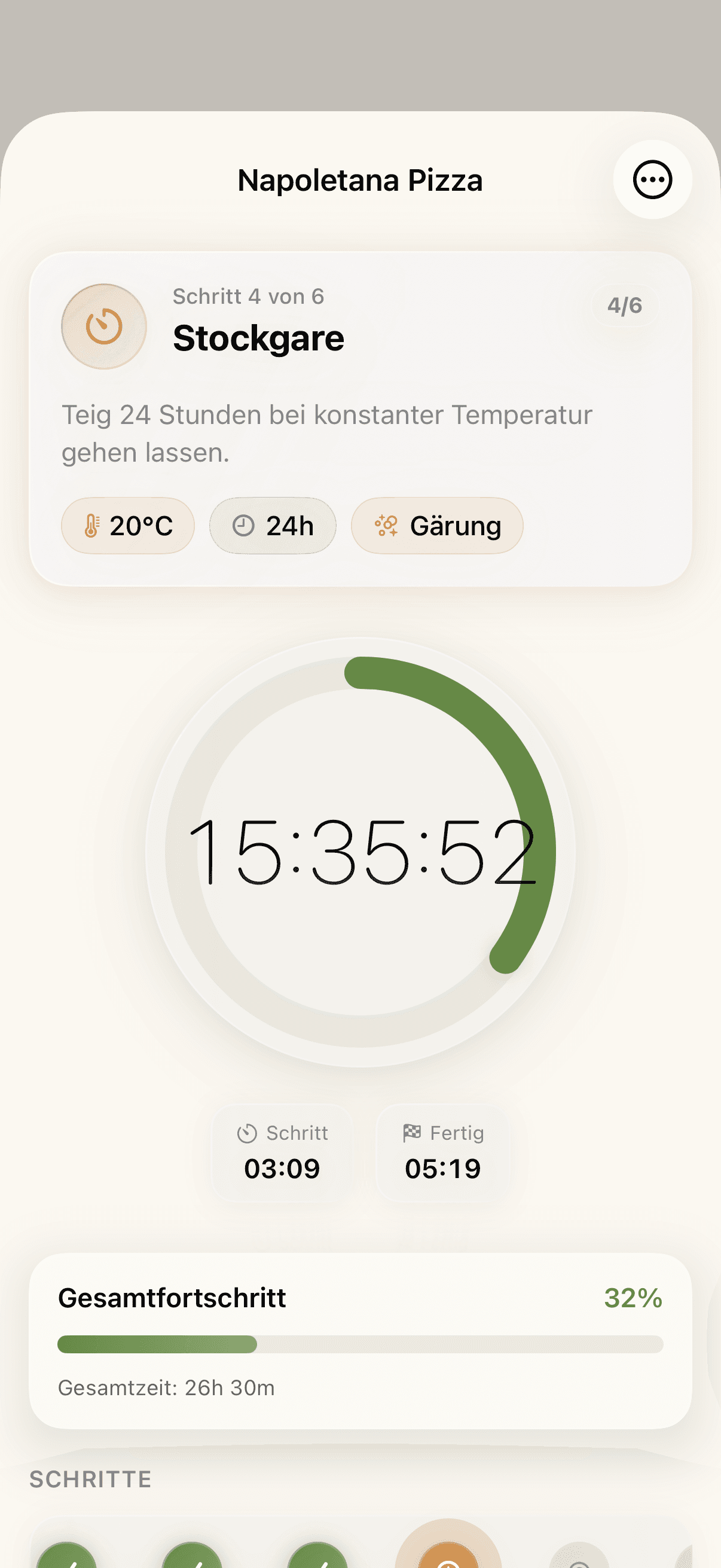 Live-Countdown für den aktuellen Gärschritt